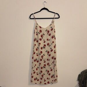 Audrey 3+1 Cream Dress with Red Floral Pattern
